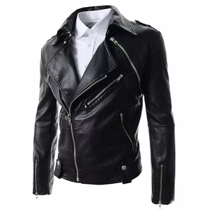 Veste en cuir de mouton pour homme, modèle 2026, dernière tendance, coupe ajustée, style motard, sport, punk, bomber premium, noir, tendance - Product Image 6