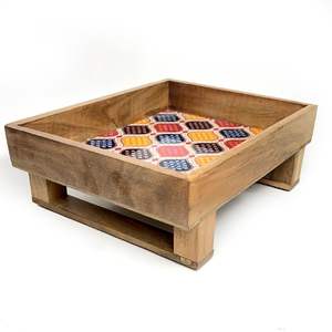 Plateau de service carré en bois au design classique, qualité supérieure, durable, plateau de service décoratif en bois brillant au meilleur prix - Product Image 5