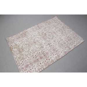 Turkish Accent Rug 3,6x4,<b>9</b> ft (109x149 cm), White Solid Vintage Rug - Product Image 4