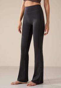 <b>Flare</b> Pattern Women's Butt Lift <b>Leggings</b>, Active Wear Blank Black Women's <b>Leggings</b>, <b>High</b> <b>Waist</b> Flared Bottom Women's <b>Leggings</b> - Product Image 4