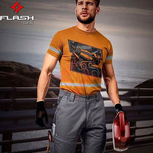 Chemise de sécurité à manches courtes haute visibilité ANSI Classe 1, imperméable pour le travail en extérieur, design réfléchissant de sécurité haute visibilité, durable - Product Image 6