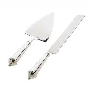 Ensemble de 2 serveurs à gâteau et couteaux de qualité supérieure, faits à la main, de luxe, de qualité supérieure, très demandés, en acier inoxydable avec manche en métal - Product Image 6