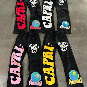 Pantalones Deportivos de Algodón 100% Grueso con Bordado Desgastado y Estampado en el Dobladillo, Estilo Hip Hop Urbano para Hombre - Product Image 5