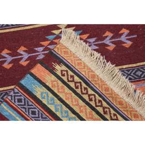 Alfombra Turca Vintage de 2.6x4.8 pies (80x147 cm), Alfombra de Camuflaje Roja y Azul - Product Image 4