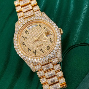 Audacieux aspect VVS Moissanite diamant ton or Rose cadran arabe japon automatique glacé montre-bracelet Hip Hop Bling mode masculine - Product Image 4