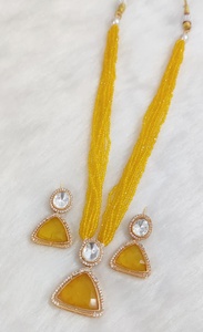 Conjunto de Collar de Latón y Piedra Doble de Moissanita para Mujer, Estilo Casual, Complementa Tanto la Ropa Étnica como la Occidental - Product Image 6