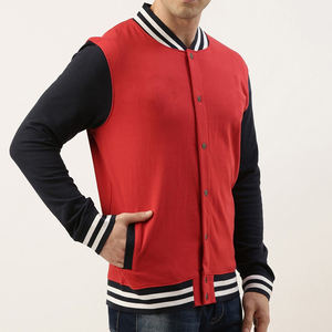 Venta al por mayor personalizada delgada Varsity hombre chaquetas de talla grande soporte lona béisbol abrigo en blanco frente bordado Letterman chaqueta para hombres - Product Image 3