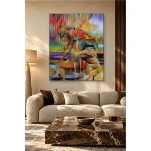 Figures cubistes Fida dans des flux de couleurs, impression sur toile - Product Image 1