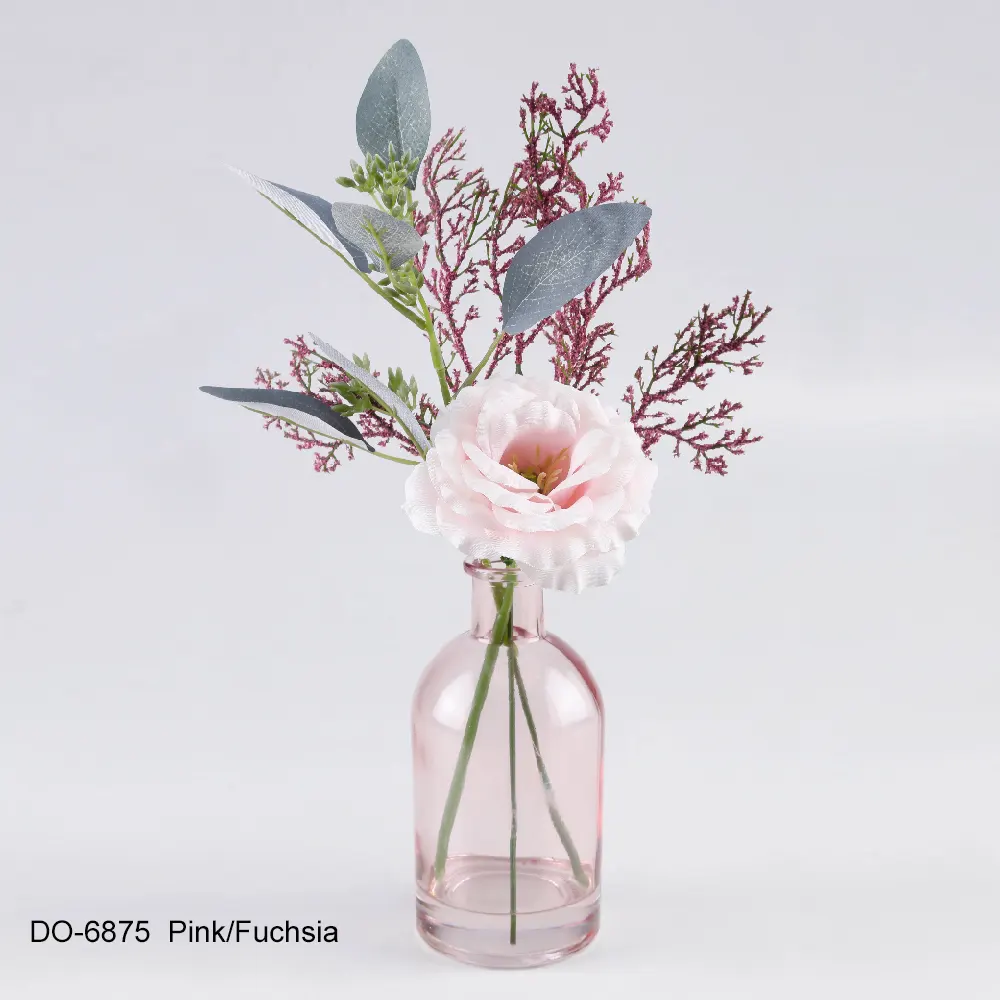 लोकप्रिय डिजाइन प्राकृतिक प्लास्टिक गुलाबी फ्यूशिया वेडिंग अशुद्ध फूल फूलदान में