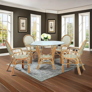 Ensemble de salle à manger en rotin Albany Bistro, 4 pièces, table élégante et moderne avec chaises pour la maison, l'hôtel, meubles de salle à manger élégants et confortables - Product Image 2