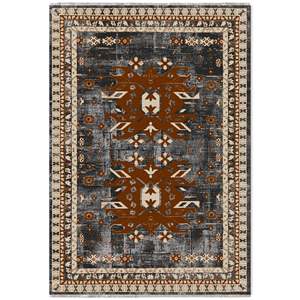 Netline Home Eastward Border Warm Brown Heritage Washable <b>Rug</b> - Product Image 2