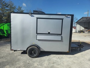 Custom 7' X 12' Silver Aluminum Frame Flat Front Concession Trailer Towable Food Event Catering Snack Ice Cream GPS Tracking - Product Image 2