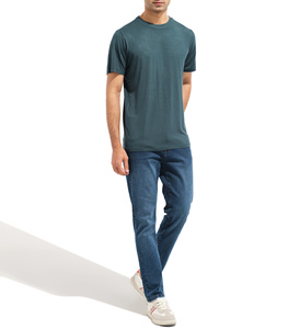 Hommes à manches courtes col rond 80% coton 20% polyester couleur vert complet pull gym wear hommes T Shirt - Product Image 1