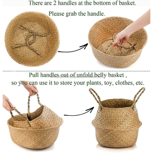 Cesta de Plantas de Pasto Marino Hecha a Mano en Vietnam con Asa, Cesta de Almacenamiento Personalizada, Proveedor Mayorista - Product Image 2