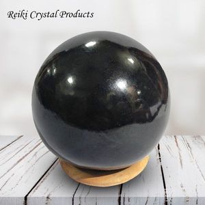 Boule de cristal d'agate noire pour la guérison par le Reiki, les travaux de grille et la correction Vastu - Product Image 4