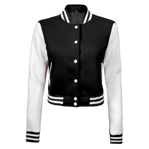 Vente chaude 100% haute qualité hommes noir Varsity vestes personnalisé vêtements d'hiver blanc cuir manches respirant tricoté femmes - Product Image 6