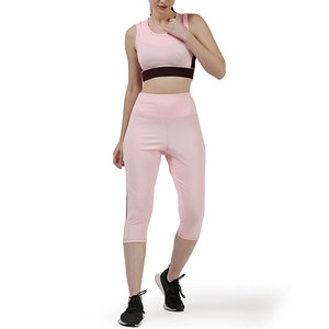 Haute qualité femmes Fitness & Yoga ensembles 2pc sans couture vêtements de sport motif solide Shorts d'entraînement vêtements d'exercice - Product Image 1