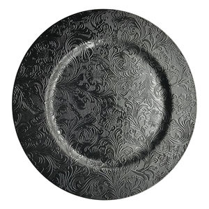 Wholesale <b>Vintage</b> Floral Embossed Metal Charger <b>Plates</b> For Weddings Holidays Events Bulk Heavy Duty Dinnerware Table Settings - Product Image 1