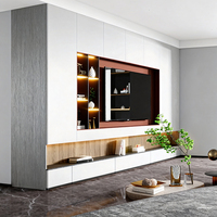 Meuble TV mural de luxe BOSNiE en bois sur mesure pour salon moderne, console multimédia flottante pour appartement et chambre
