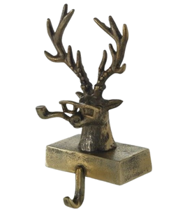 Soporte de calcetín navideño con acabado dorado metálico de ciervo moderno con decoración elegante para vacaciones y decoraciones festivas - Product Image 5