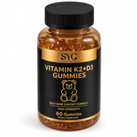 Gummies SYC BIO Vitamine K2+D3 pour améliorer l'immunité, naturelles, 60 unités, complément alimentaire quotidien pour adultes