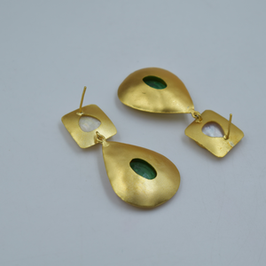 latest new arrival goldplated brass mop stone <b>Stud</b> Earring Stone matte Gold Plated Earrings fashion jewelry earrings women - Product Image 5