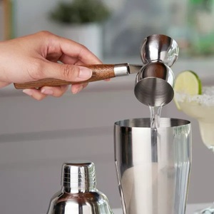 Jigger de Barra de Doble Cara con Mango de Acero Inoxidable y Madera, Herramienta de Medición de Cócteles de Precisión con Agarre Fácil y Vertido Equilibrado - Product Image 2