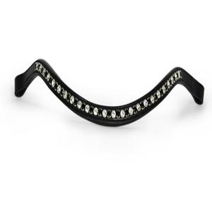 Cristales redondos de cristal blanco y negro de marca personalizada diamante con incrustaciones de canal vacío banda de ceja de caballo de cuero acolchado - Product Image 2