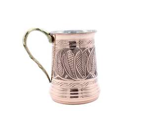 แก้วเบียร์โลหะเคลือบผิวด้านทำจากทองแดงเคลือบเงาที่จับทองเหลืองสำหรับปาร์ตี้ - Product Image 1