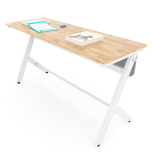 YARIS 03 Modern School Furniture Double <b>Study</b> <b>Desk</b> with Rubberwood Top and Powder-Coated Iron Legs PSD007 - Product Image 2
