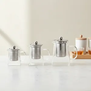 <span class=keywords><strong>Théière</strong></span> à grande capacité en verre borosilicate <span class=keywords><strong>avec</strong></span> <span class=keywords><strong>filtre</strong></span> en acier inoxydable et tasses, idéale pour les infusions de fleurs – Approvisionnement direct usine - Product Image 1