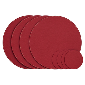 Style de luxe en cuir salle à manger tapis de table décoratifs en cuir pu ensembles de napperons et fait à la main brillant poli - Product Image 4