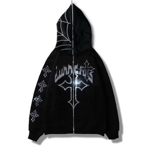 Sudadera con capucha OEM para hombre, con cremallera completa, logotipo personalizado, forro polar de algodón, ecológica y lisa - Product Image 1