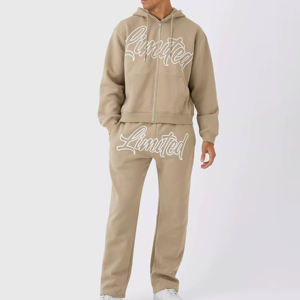 Conjunto de chándal con capucha y cremallera con estampado de diseño personalizado para hombre, ropa de calle de talla grande de algodón 100%, ropa de invierno - Product Image 1