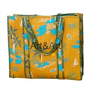 Bolsos de Mano de Compras para Mujer, Hechos a Mano en India, Estilo Bohemio Vintage, con Diseño de Patchwork Colorido y Acolchado, Dos Asas - Product Image 5