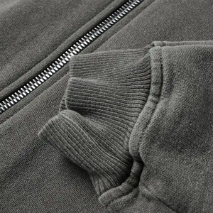 Sweat à capuche zippé pour hommes, sweat à capuche uni vierge délavé à double fermeture éclair, sweat à capuche lavé à l'acide en éponge française pour hommes - Product Image 3