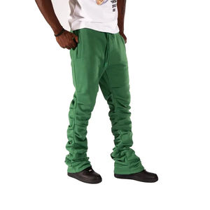 Pantalons de survêtement respirants Flare High Street avec logo brodé, toile pour hommes, vintage, délavé au soleil, service OEM personnalisé - Product Image 2