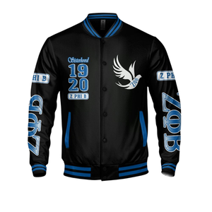 Zeta Phi Beta 1920 Fondateurs de la vie grecque Bleu Blanc Varsity Letterman Veste Sorority ZPB Chenille Patch Vêtements - Product Image 4