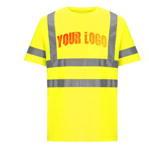 Camiseta de trabajo de seguridad de alta visibilidad de poliéster 100% de calidad superior con cinta reflectante | Camisa de trabajo de alta visibilidad - Product Image 1