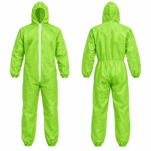 Combinaison de travail unisexe verte en polyester, anti-poussière, avec capuche, tenue de protection - Product Image 1