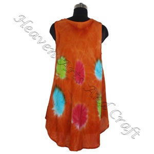Hippie Boho Thai Tie Dye Rayonne Multi Couleur Femmes Vêtements De Plage Maxi Sans Manches Parapluie Robe D'été Plus La Taille Parapluie Femme - Product Image 6