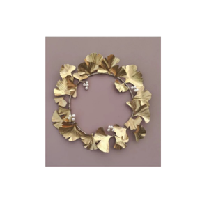 Guirlande de feuilles en métal doré antique guirlande murale décorative pour la porte d'entrée de la maison guirlande décorative en métal - Product Image 4