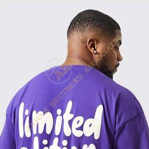 T-shirt lourd 100% coton unisexe à épaules tombantes vêtements de rue impression personnalisée chemises tricotées pour hommes vente en gros - Product Image 6