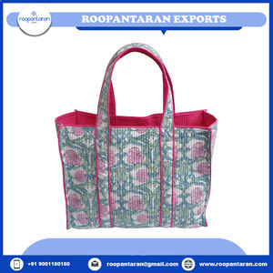 กระเป๋าทรงสี่เหลี่ยมทำจากผ้าฝ้ายพิมพ์ลายบล็อกด้วยมือแบบดั้งเดิมมีกระเป๋าด้านในกระเป๋าตอนเย็นลดราคา - Product Image 2