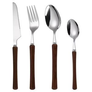 Ensemble de couverts en argent avec manche en bois de qualité supérieure pour les hôtels, la restauration, les restaurants et le service de table formel, vente en gros en provenance d'Inde - Product Image 1