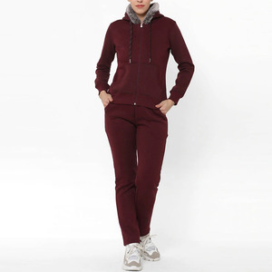 Ensemble de survêtement décontracté pour femme en deux pièces avec logo personnalisé, couleur unie, pour l'hiver - Product Image 1