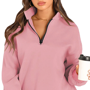 Custom Fashion Oversized Thick 1/4 <b>Quarter</b> <b>Zip</b> up Turtleneck <b>Sweatshirt</b> for <b>Women</b> - Product Image 3
