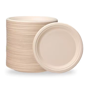 Assiettes jetables en fibres végétales sans PFAS de 7 pouces 100% sans danger pour les aliments et sans toxines en plusieurs tailles - Product Image 5