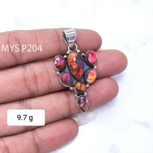 พลอยสีเขียวขุ่นหอยนางรมสีชมพู925เงินจี้ละเอียดเครื่องประดับจี้ชั้นดี - Product Image 1