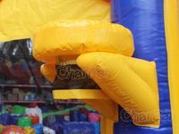 Structure gonflable hexagonale avec toboggan, aire de jeux sportive combinée, piste de jeu, château de saut extérieur décoratif, pour événements et fêtes foraines